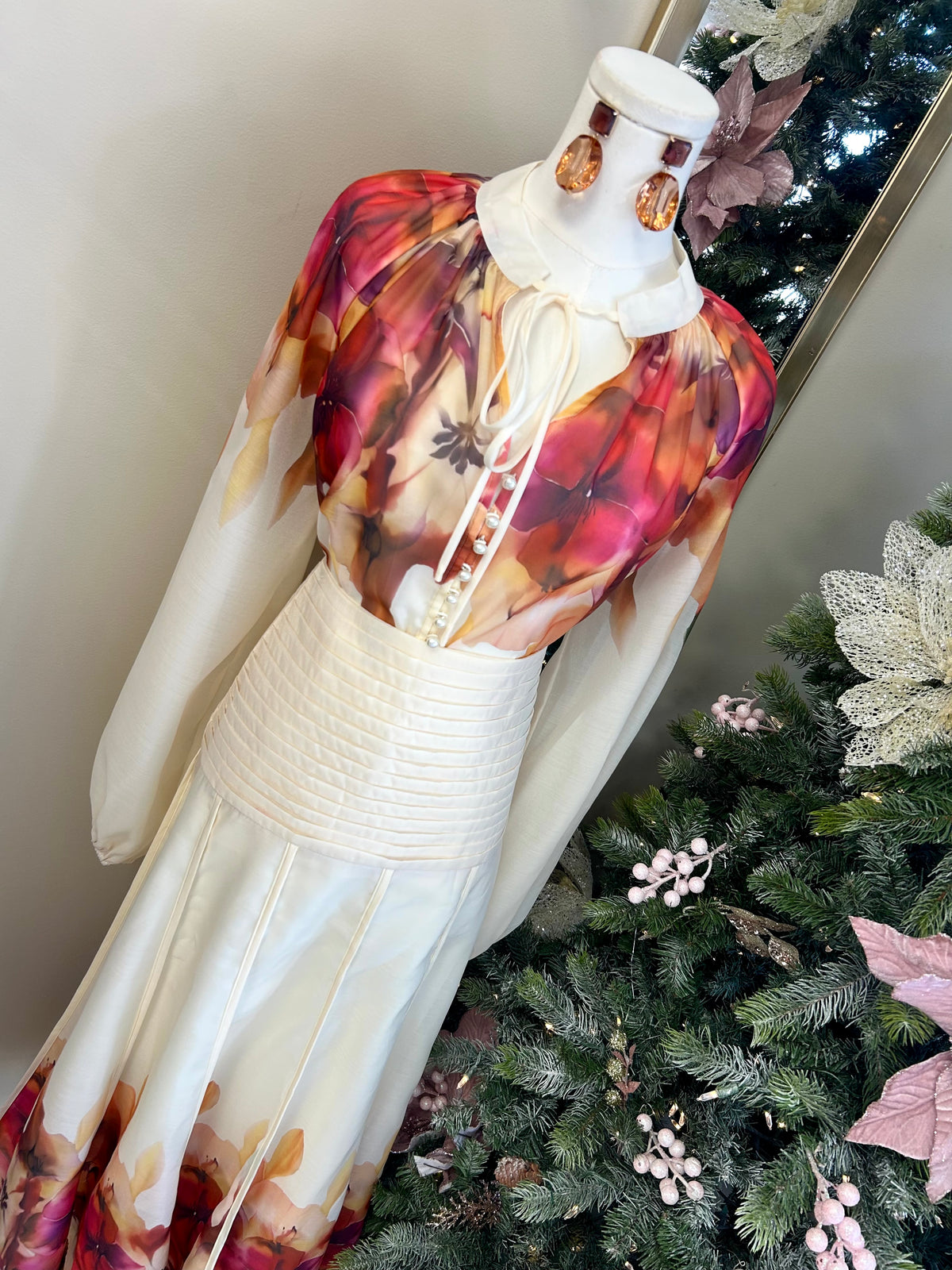 Cream Crimson Bloom Maxi Co Ord