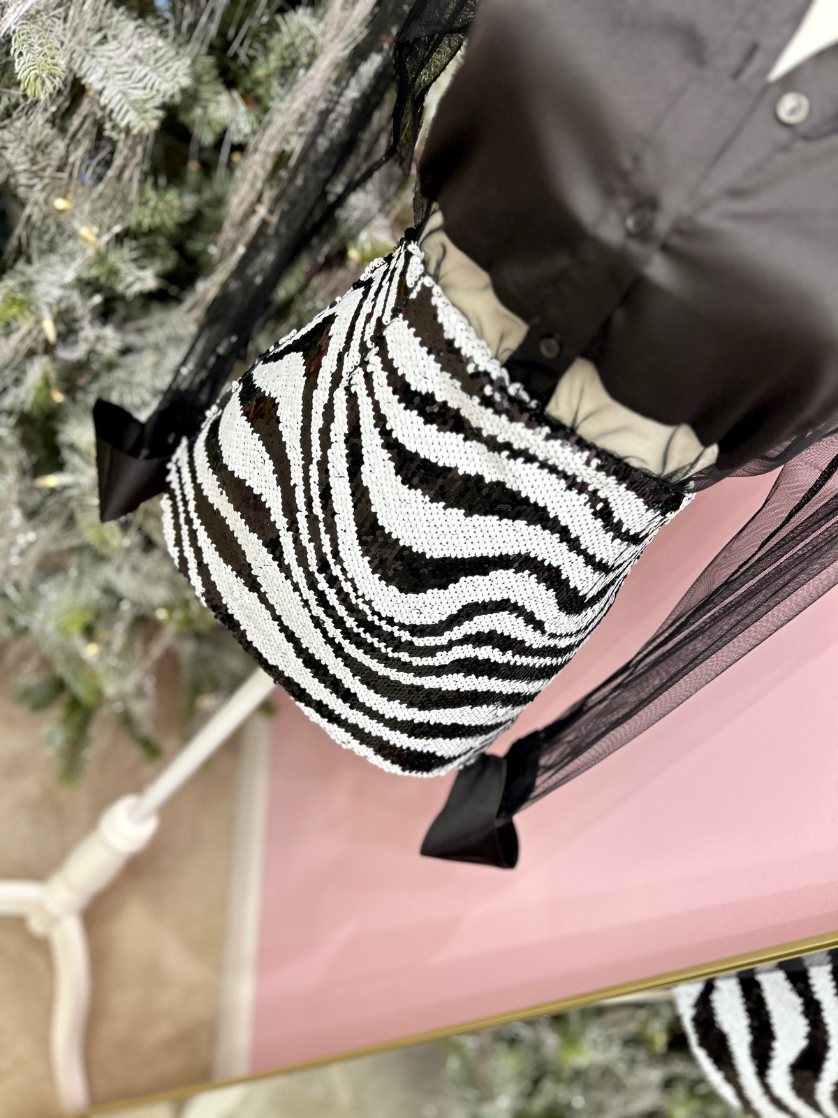 Zebra Charm Sequin Mini Skirt