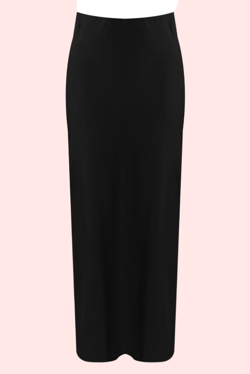 Onyx Luxe Satin Midi Skirt