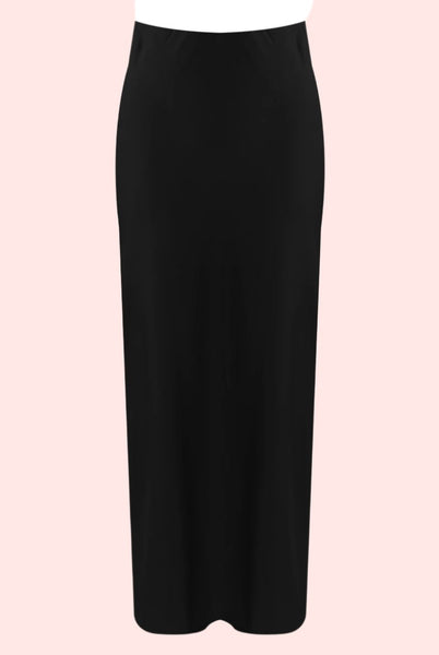 Onyx Luxe Satin Midi Skirt