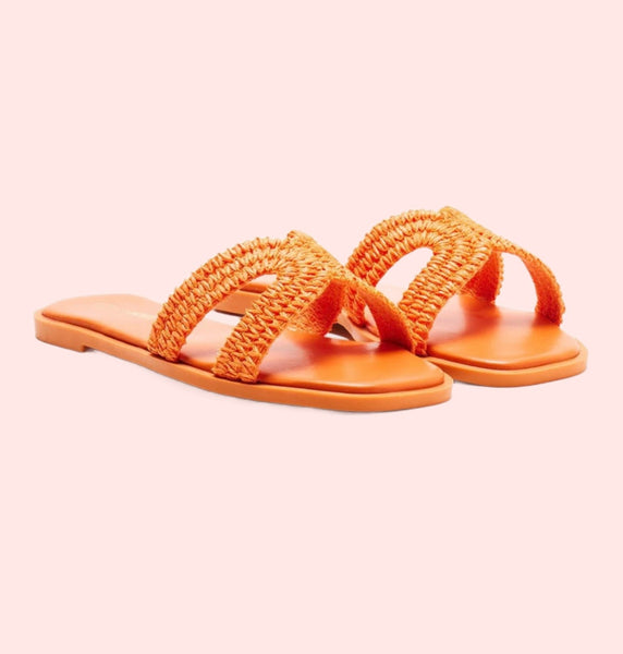 Orange Paradise Straw Sandals