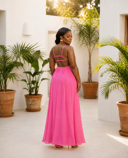 Fuchsia Flirt Cutout Maxi Dress