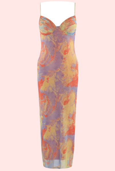 Island Swirl Sweetheart Midi Dress