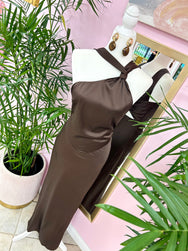 Espresso Me Satin Maxi Dress