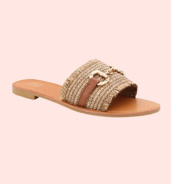 Raffia Getaway Buckle Sandals