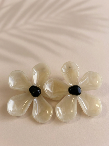 Ivory Pop Flower Statement Earrings