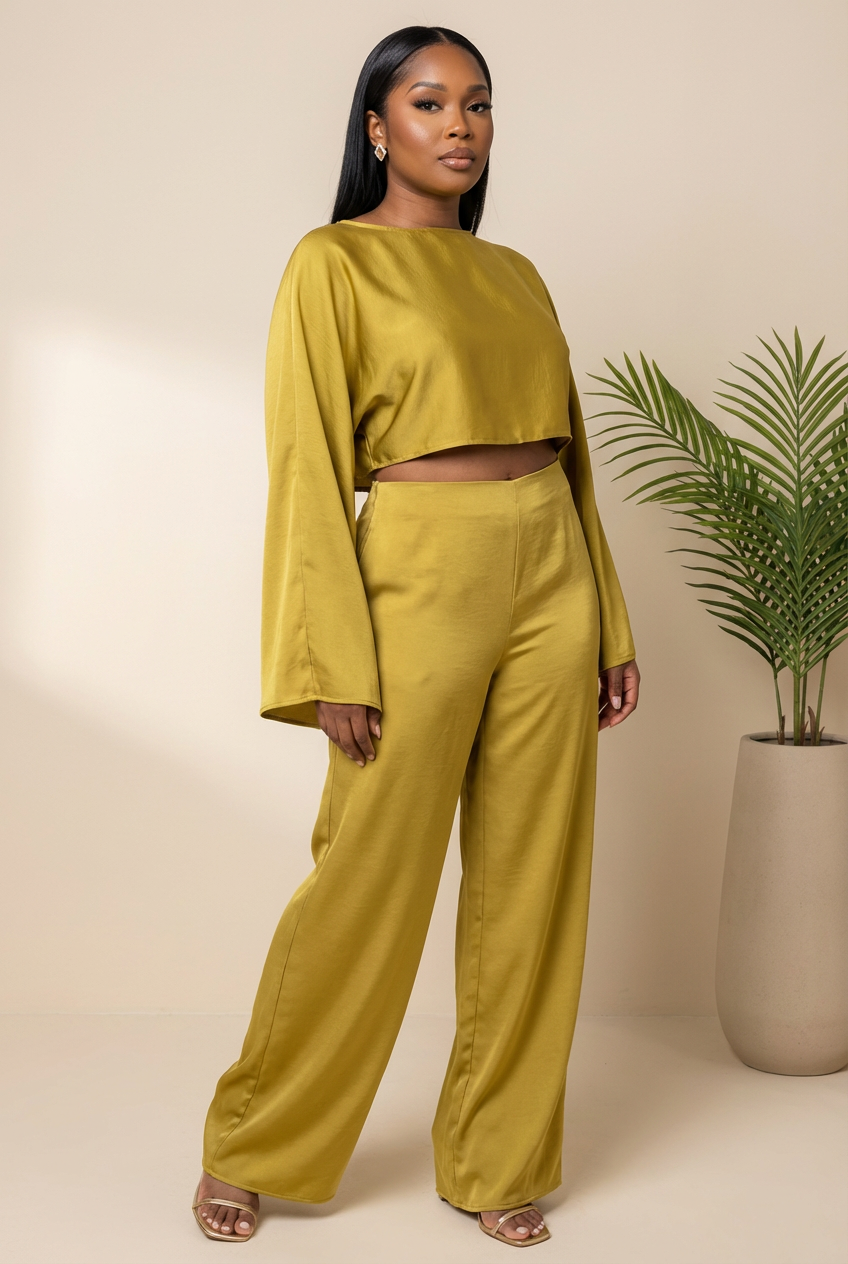 Chartreuse Truths Satin Co Ord