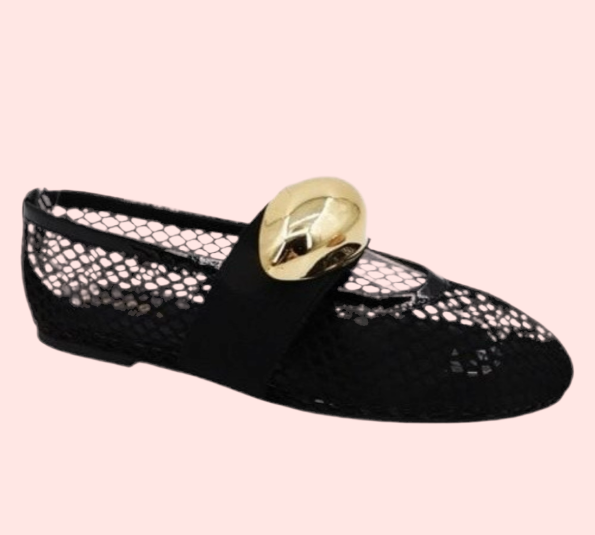 Noir Mesh Ballet Flats