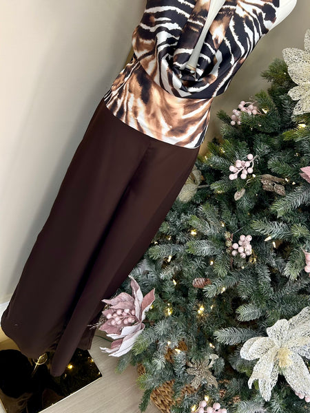 Brown Satin Signature Trousers