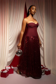 Merlot Royale Sequin Maxi Dress