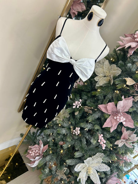 Midnight Belle Bow Mini Dress