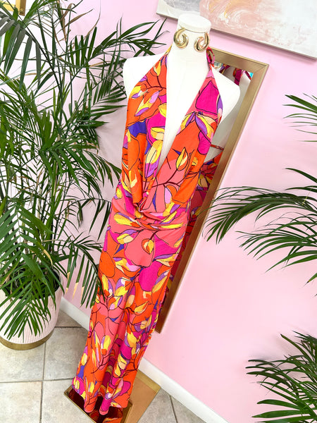 Tropic Rise Drape Halter Dress