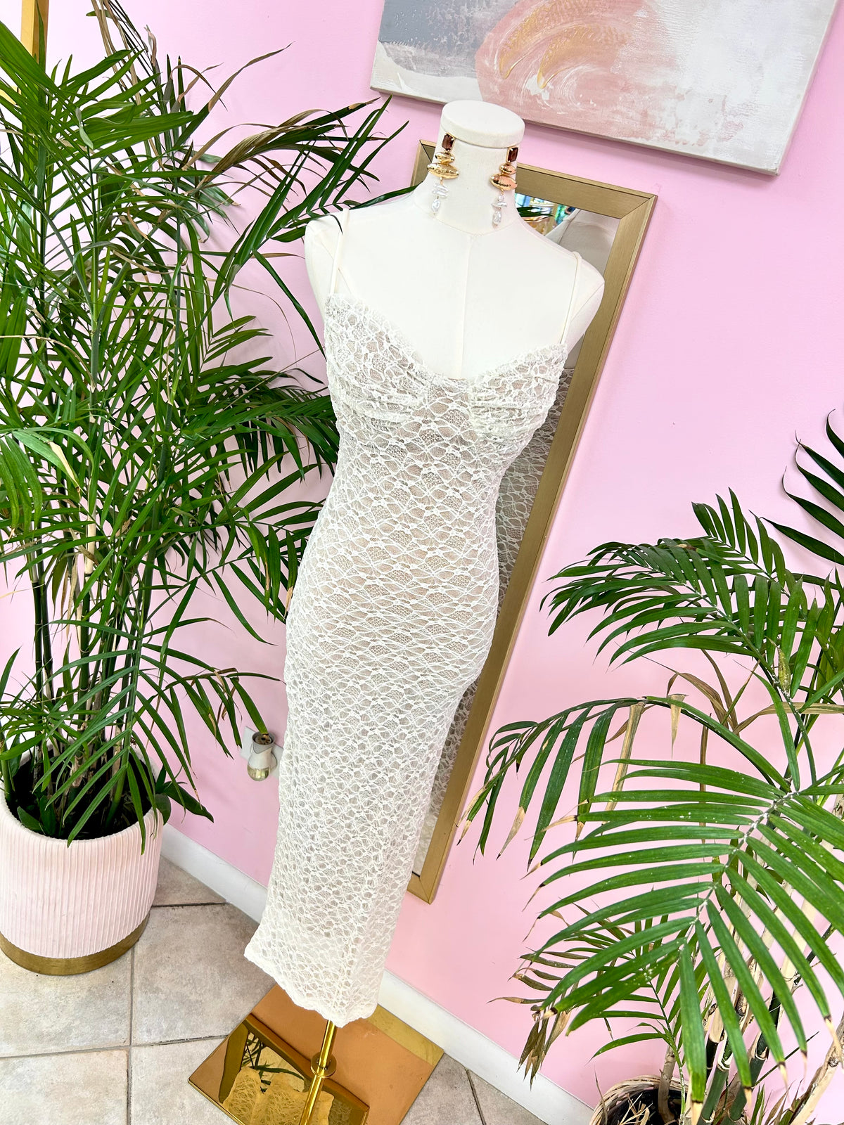 Sheer Intention Lace Midi Dress