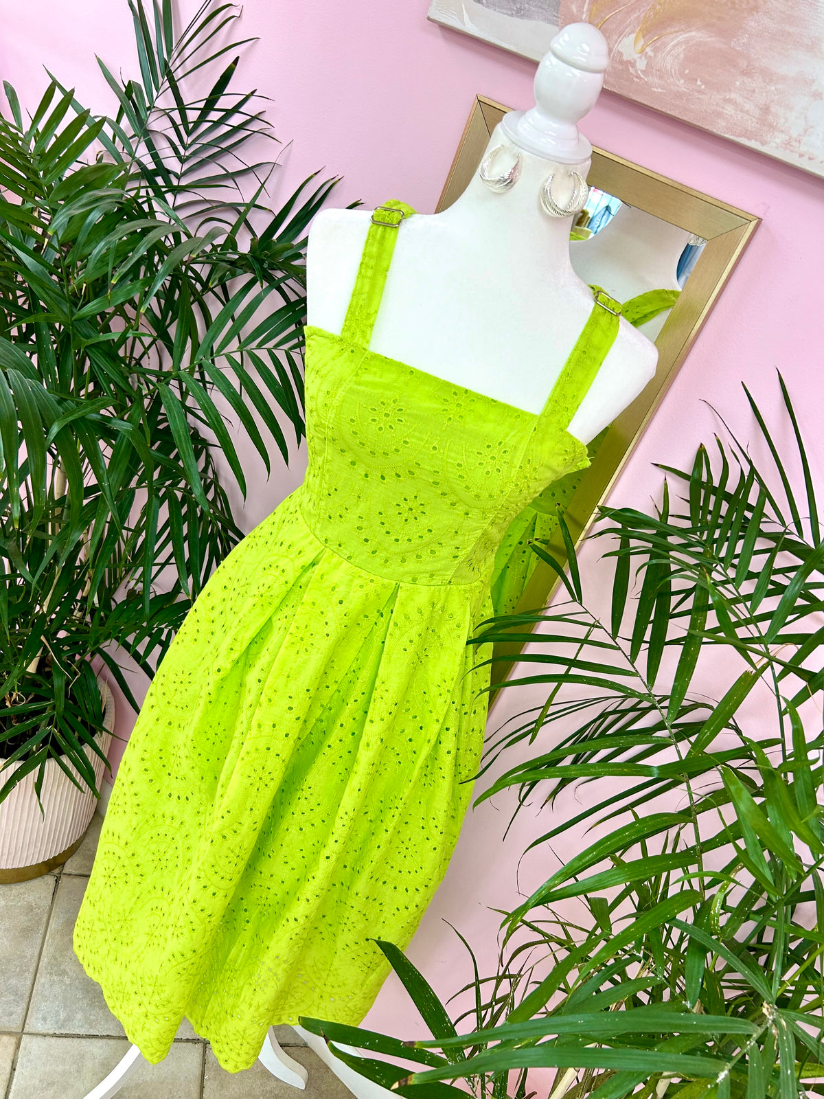 Keylime Pop Eyelit Midi Dress