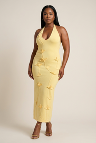Buttercup Bloom Knit Halter Dress