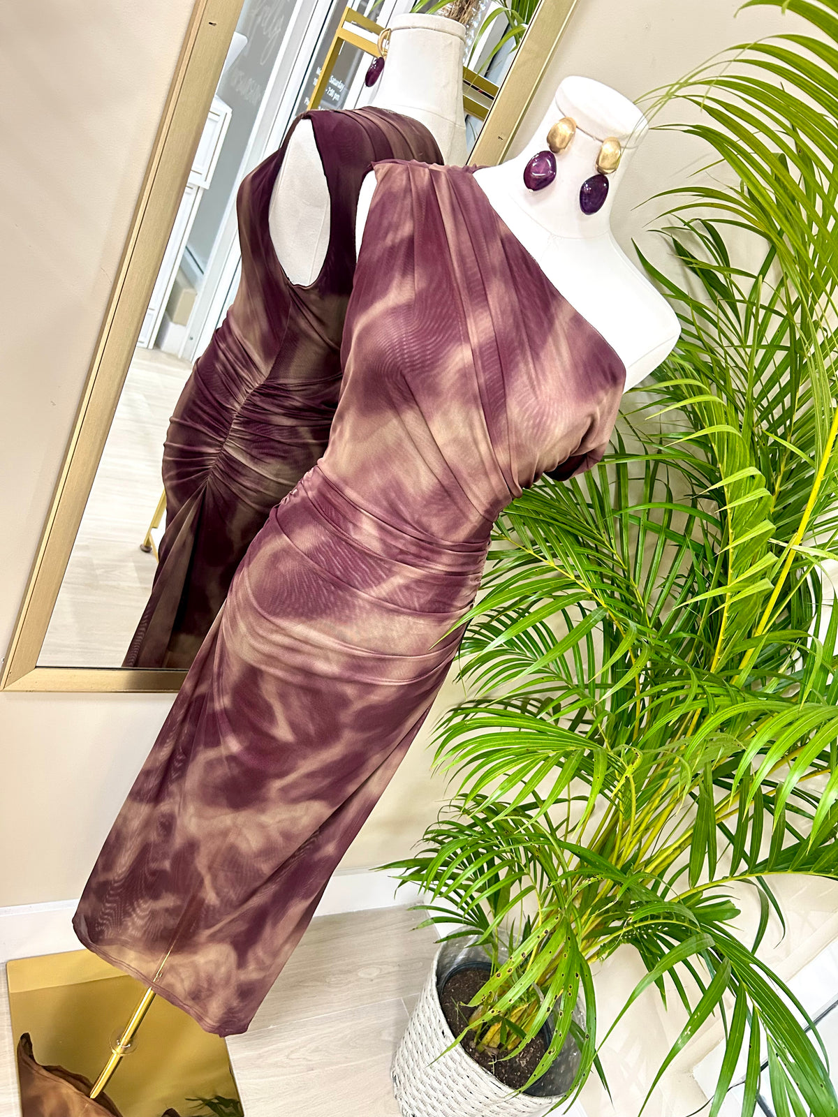 Desert Wine Marble Midi Dress