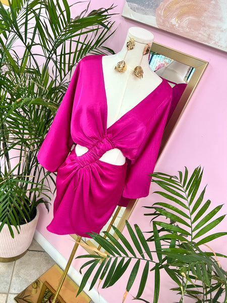 Magenta Heat Satin Dress