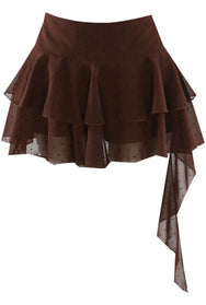 Cocoa Dots Flounce Mini Skirt