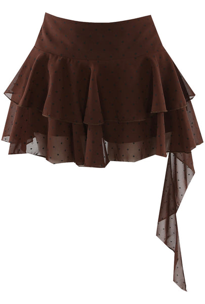 Cocoa Dots Flounce Mini Skirt