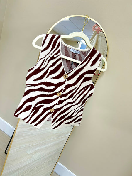Chocolate Zebra Printed Vest