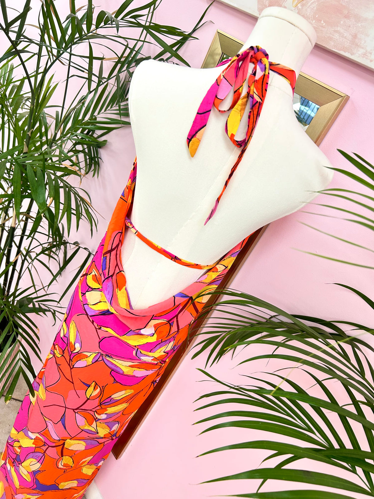 Tropic Rise Drape Halter Dress