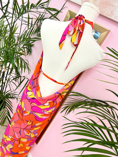 Tropic Rise Drape Halter Dress