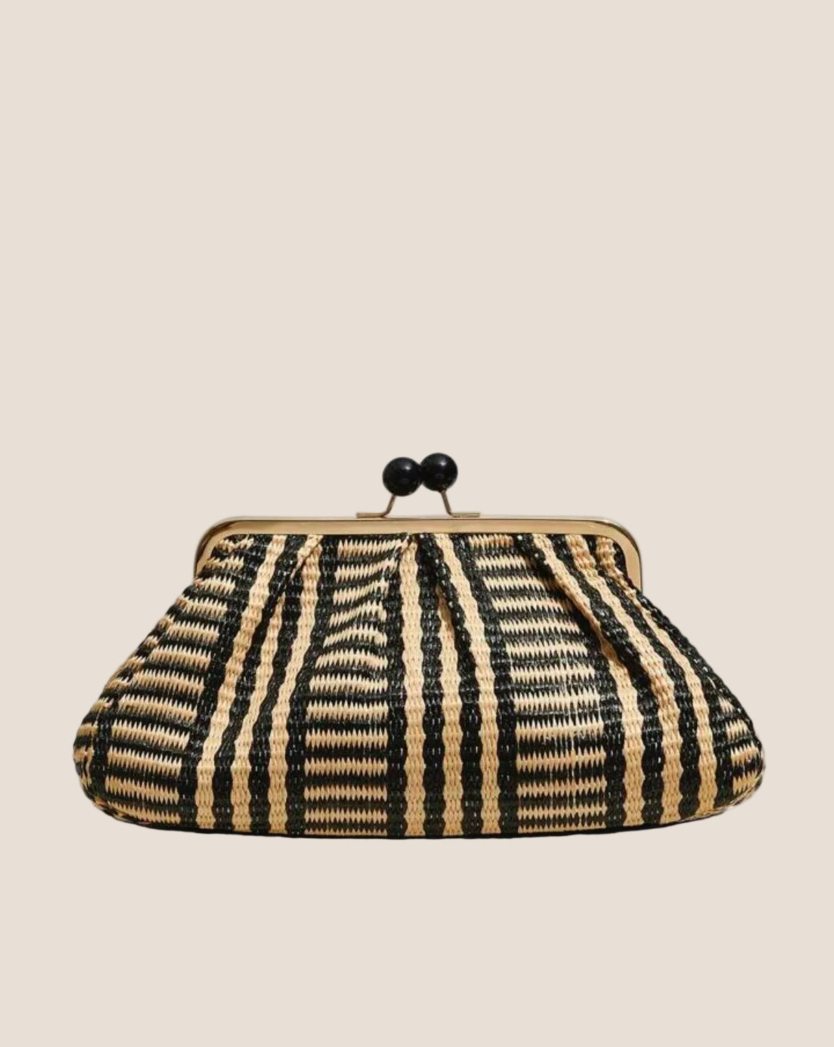 Palm Noir Cloud Kisslock Clutch