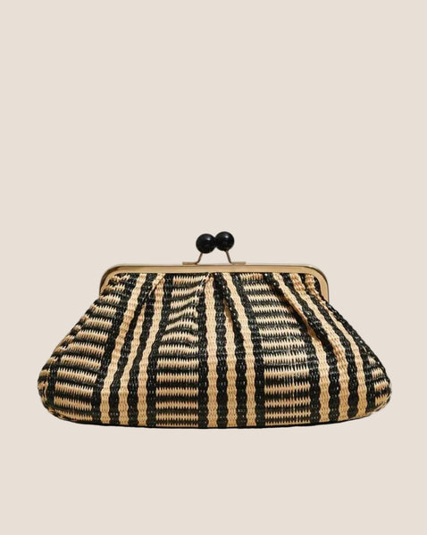 Palm Noir Cloud Kisslock Clutch