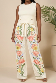 Gardenia Bloom Belted Trousers