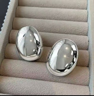 Silver Oval Pop Statement Studs