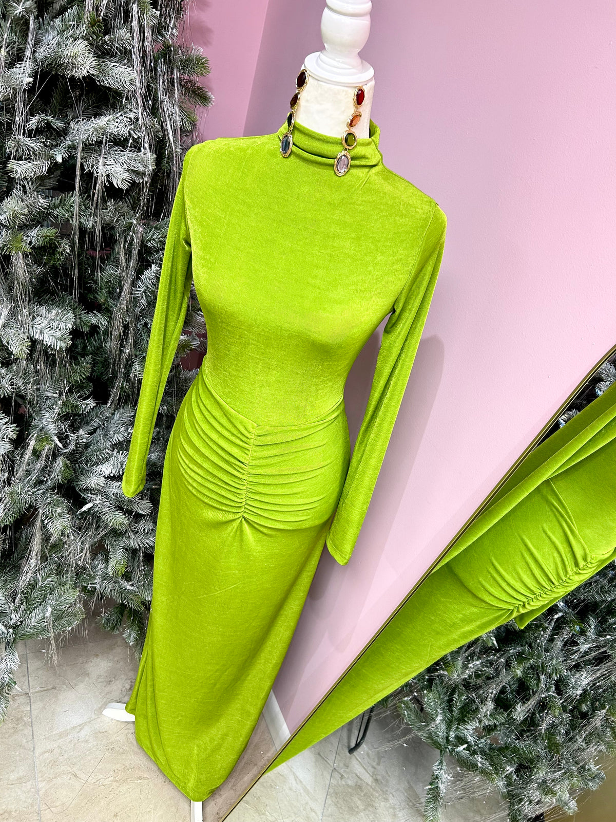 Chartreuse Flare Maxi Gown