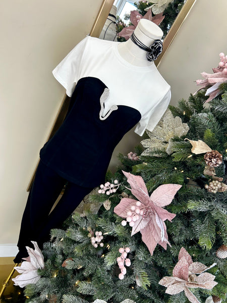 Black Crystal Cupid Corset Top