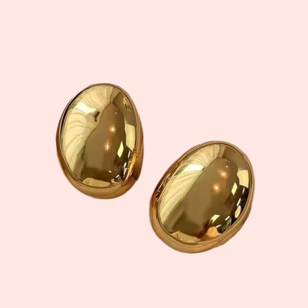 Gold Oval Pop Statement Studs