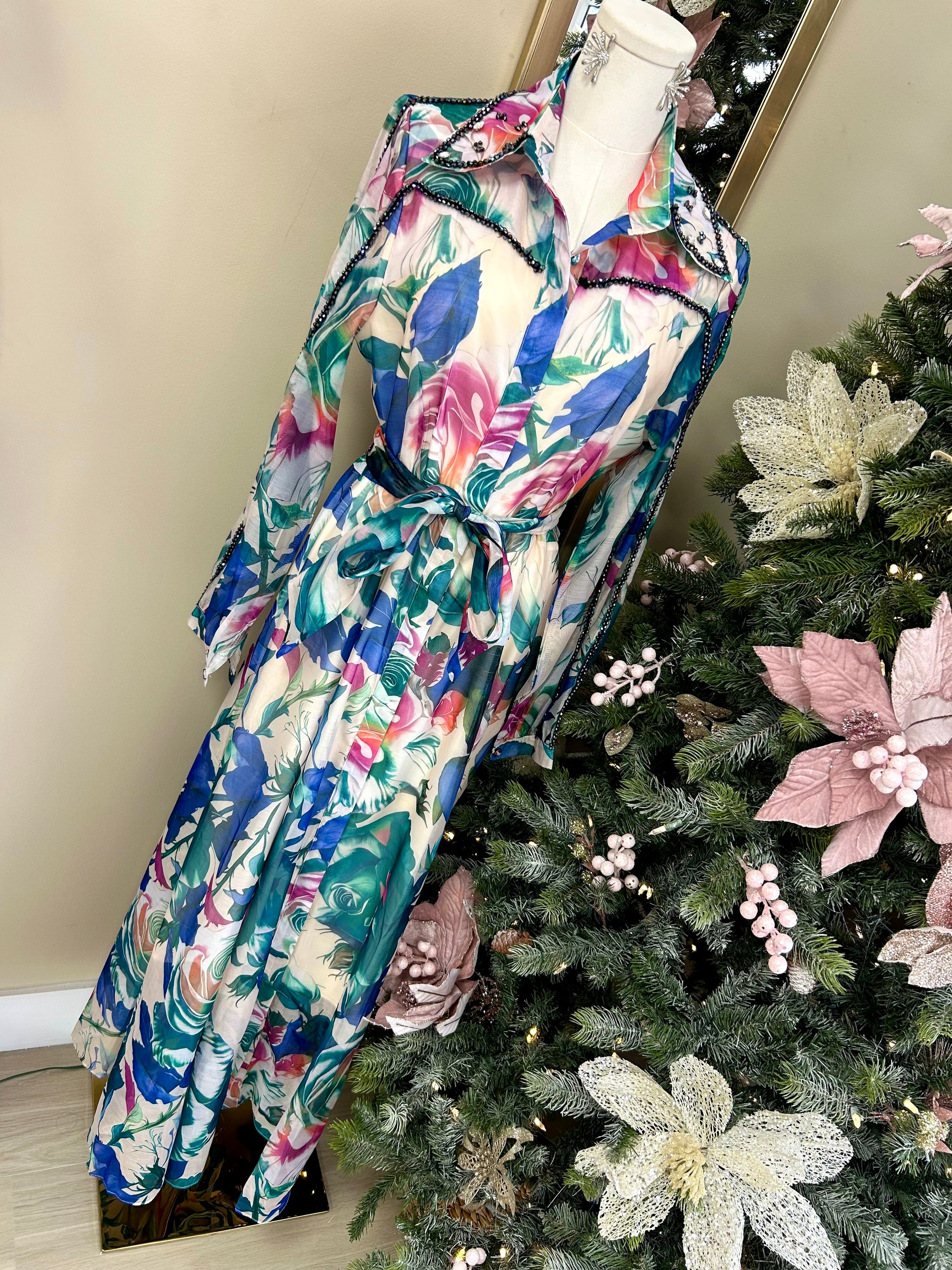 enchanted garden maxi dress Enchanted Embrace Floral Maxi Dress in Light Blue S / Light Blue