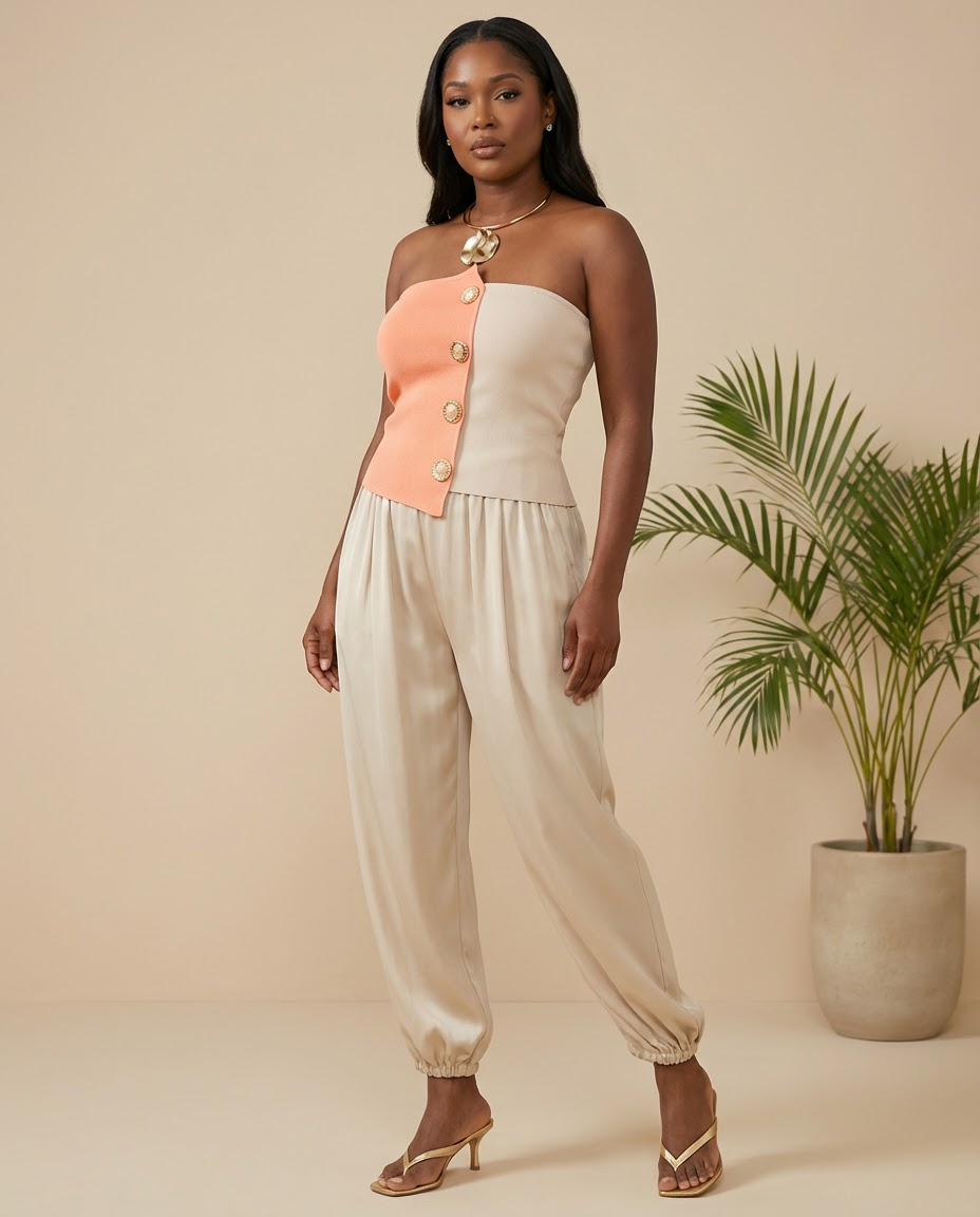 Toasted Peach Muse Strapless Top