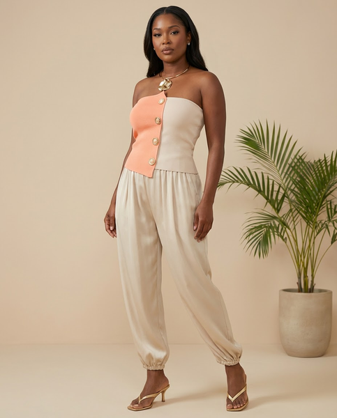 Toasted Peach Muse Strapless Top