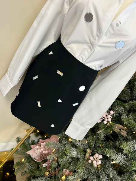 Black Diamante Mini Skirt