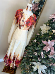 Cream Crimson Bloom Maxi Co Ord