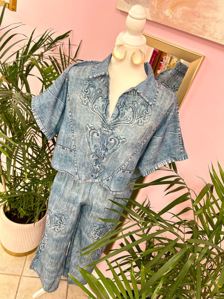 Denim Alluded Co Ord Set