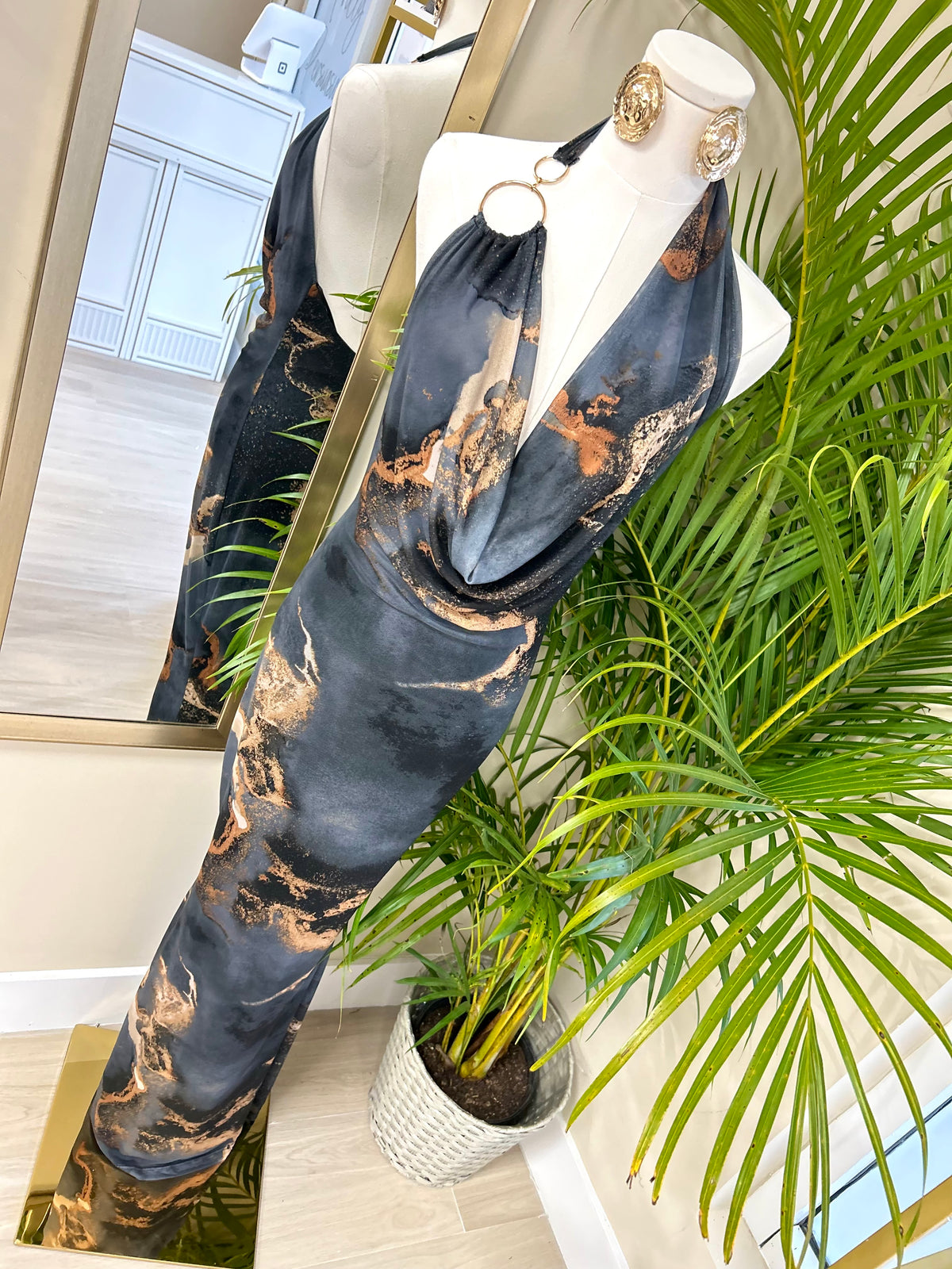 Manhattan Nights Marble Maxi Dress