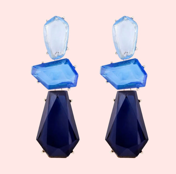 Blue Hues Crystal Statement Earrings
