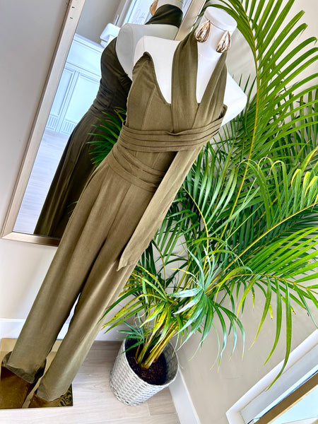 Olive Romance Halter Jumpsuit