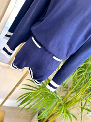 Navy Court Trim Knit Romper