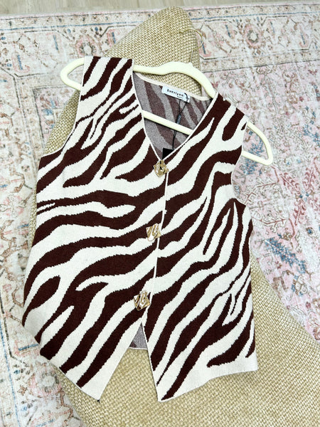 Chocolate Zebra Printed Vest
