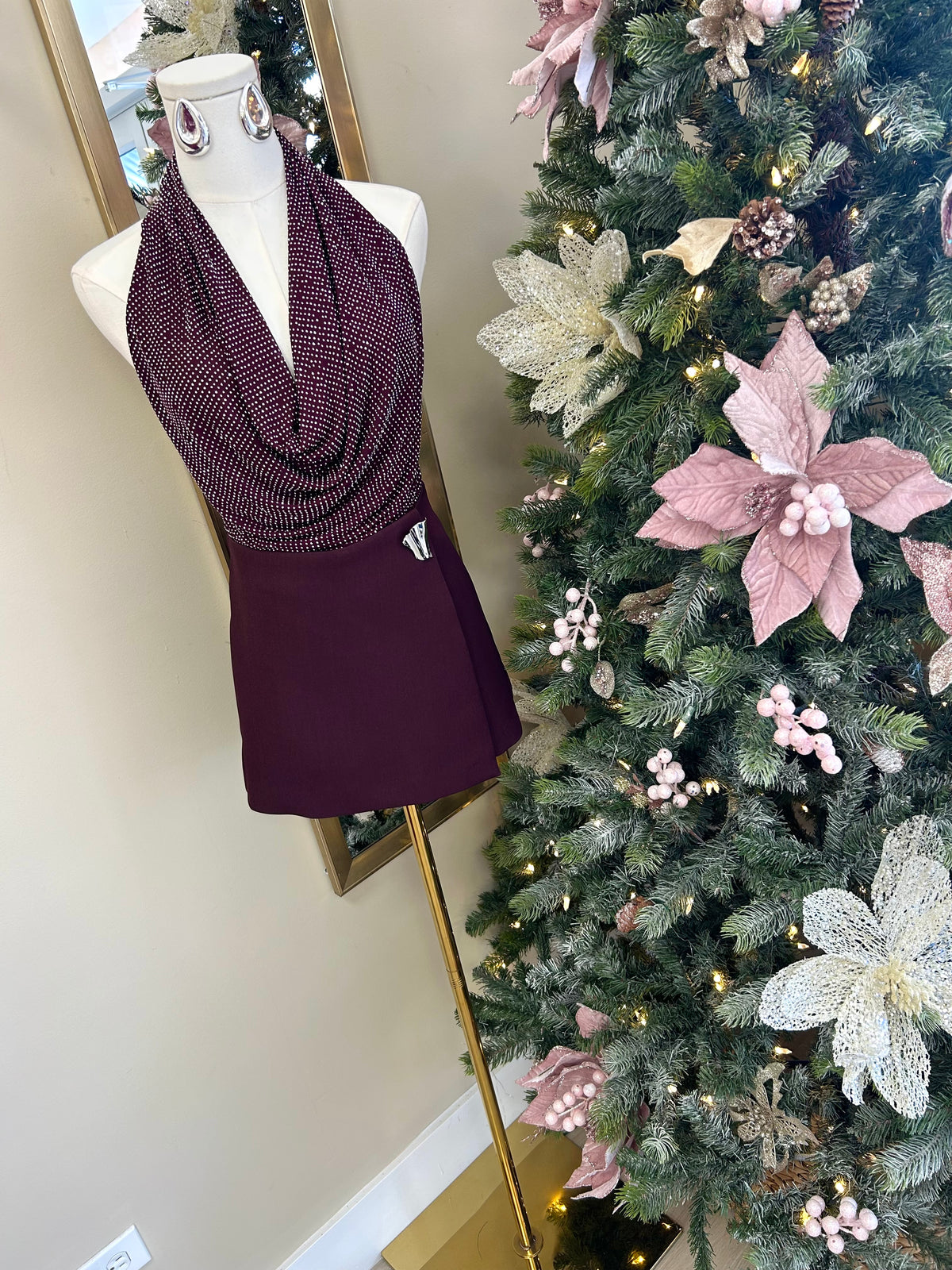 Wine Twilight Shimmer Halter Top