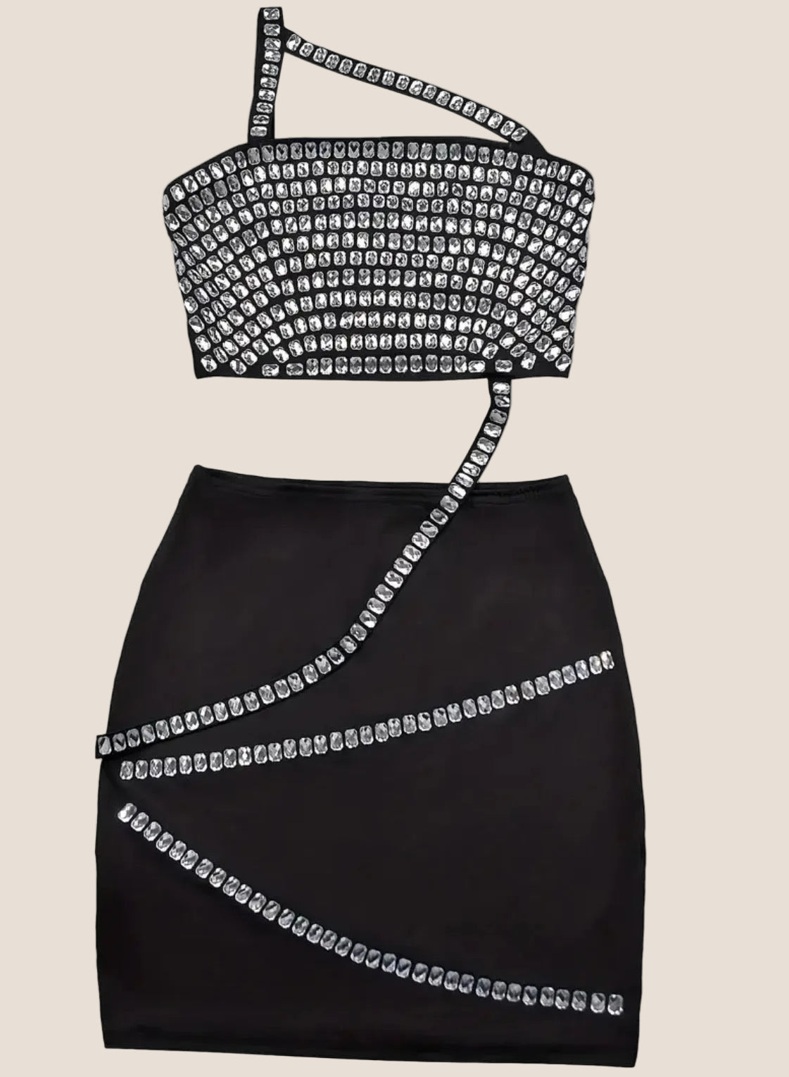 Midnight Toast Crystal Bandage Mini Dress