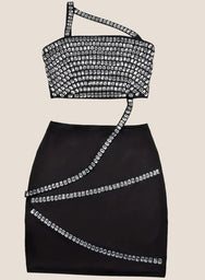 Midnight Toast Crystal Bandage Mini Dress