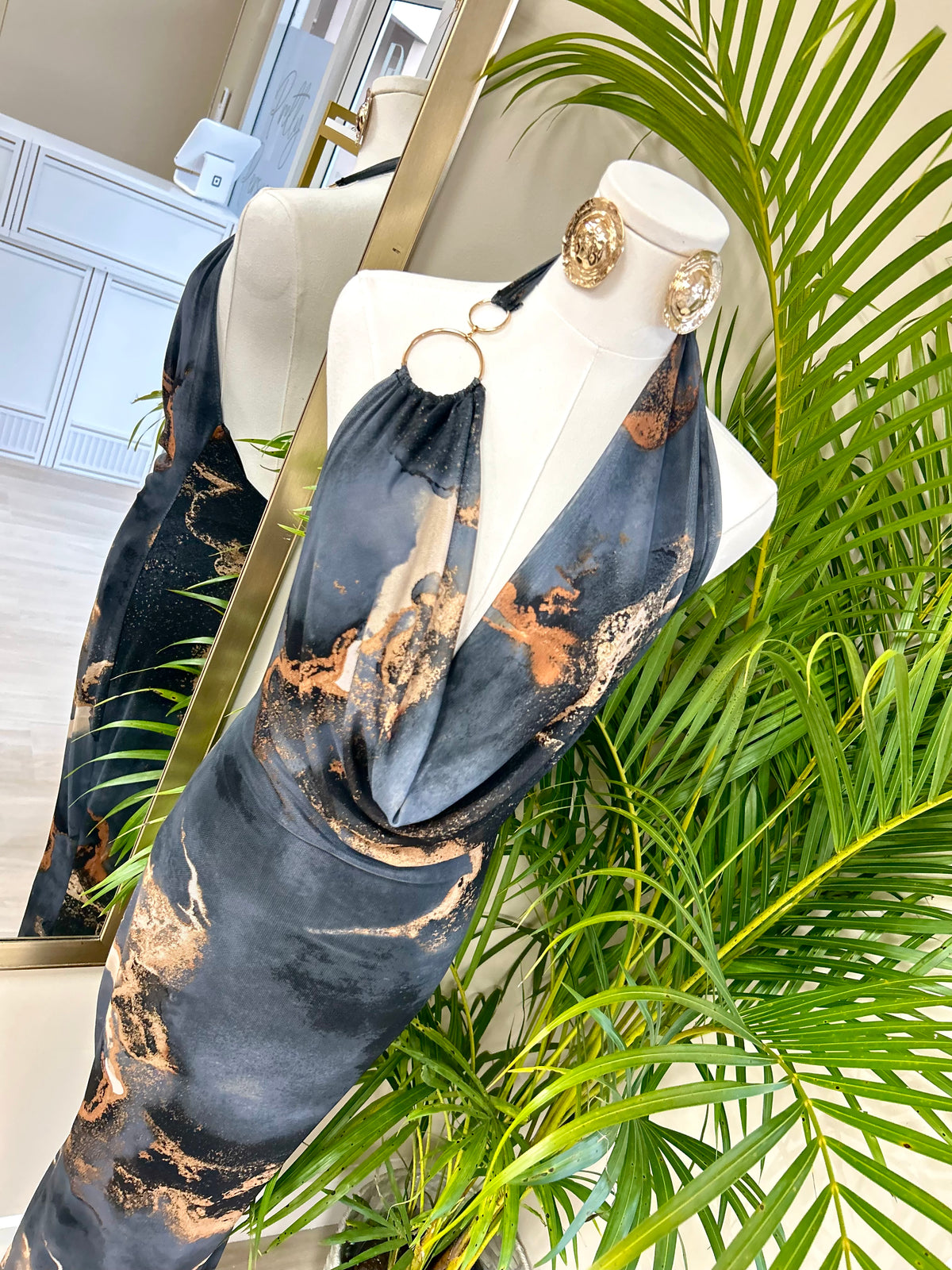 Manhattan Nights Marble Maxi Dress