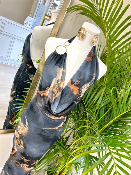 Manhattan Nights Marble Maxi Dress
