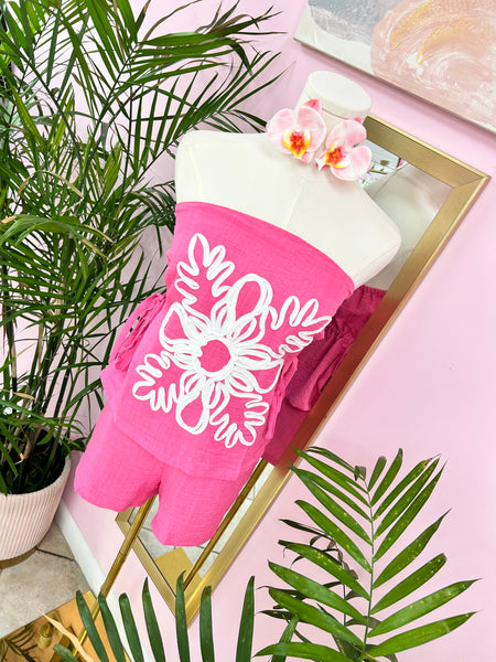 Pink Palms Strapless Set